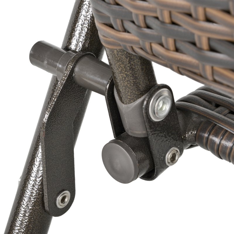 Outsunny Folding Garden Chairs Set of 4, PE Rattan Garden Dining Chairs with Armrests, High Back and Steel Frame, Weather Resistant Outdoor Dining Furniture for Patio, Balcony, Brown