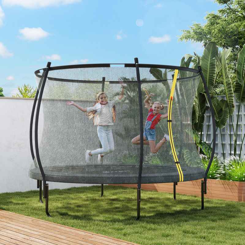 SPORTNOW 10ft Trampoline with Enclosure Net, Spring Cover, Outdoor Trampoline Garden Jumping Mat, Black