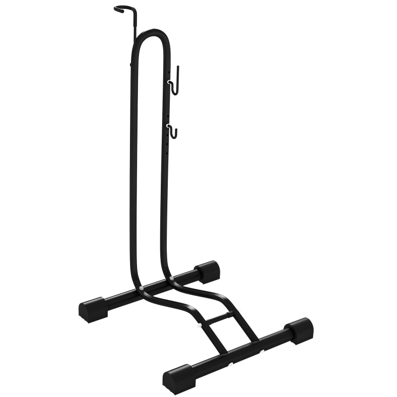 SPORTNOW Bike Rack, Vertical & Horizontal Bike Stand Bicycle Storage Stand with Adjustable Hooks, Fits 6"-28" and 700c Bikes, for Garage Indoor Outdoor Use, Black