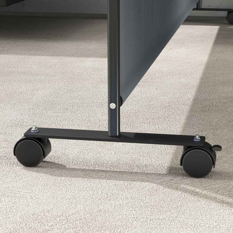 Outsunny Decorative Garden Partition Screen with Lockable Wheels, 6FT Portable Privacy Screen, Single Freestanding Metal Room Divider Panel for Garden Hot Tub Deck Pool, Dark Grey