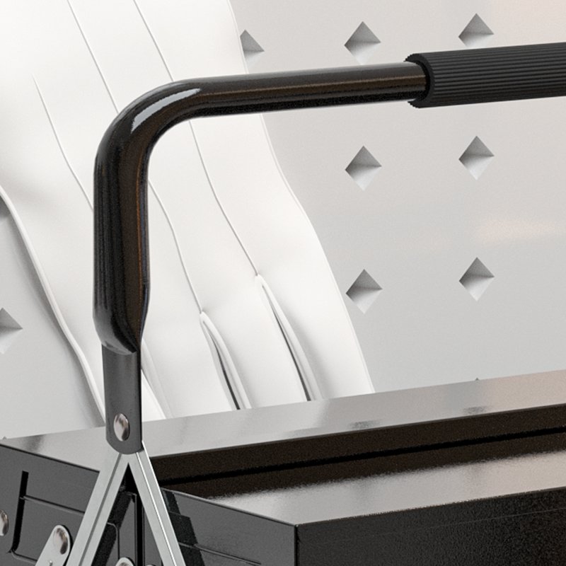 DURHAND Metal Tool Box 3 Tier 5 Tray Professional Portable Storage Cabinet Workshop Cantilever Toolbox with Carry Handle, 56cmx20cmx34cm, Black