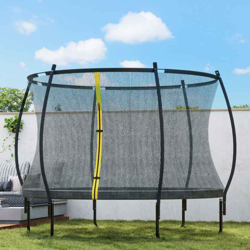 SPORTNOW 8ft Trampoline with Enclosure Net, Spring Cover, Outdoor Trampoline, Garden, Jumping Mat, Black