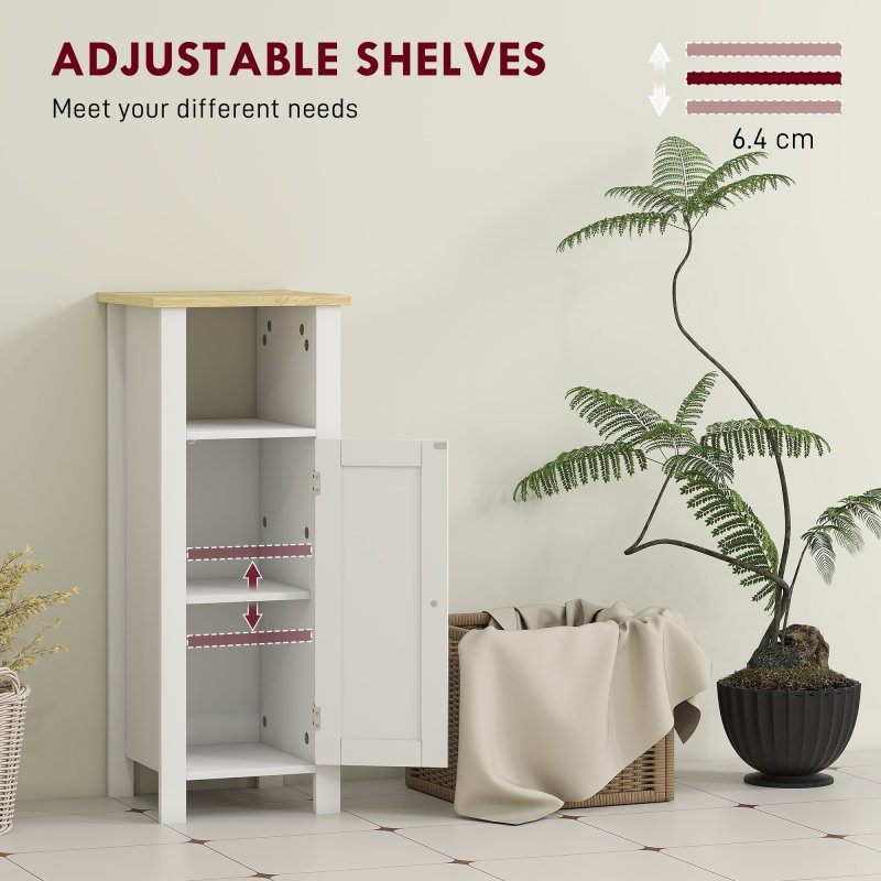 kleankin Slim Bathroom Storage Unit with Open Shelf, Bathroom Storage Cabinet with Adjustable Shelf, 32 x 30 x 80 cm, White