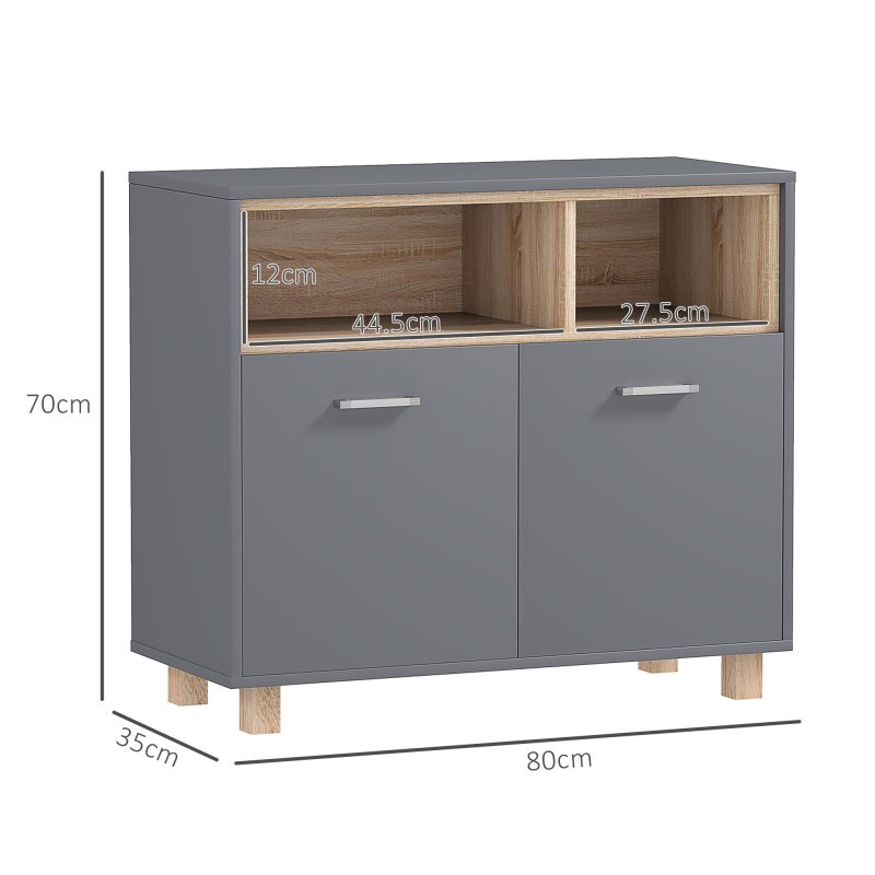 HOMCOM Bathroom Cabinet, Bathroom Storage Unit, Bathroom Storage Cabinet with Open Compartments and Double Doors