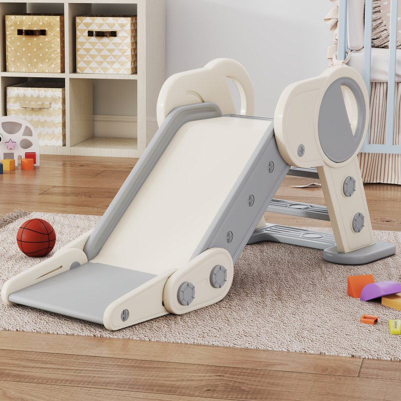 AIYAPLAY Kids Slide Freestanding Toddler Slide Foldable for Indoor Outdoor 1.5-3 Years Old, Grey