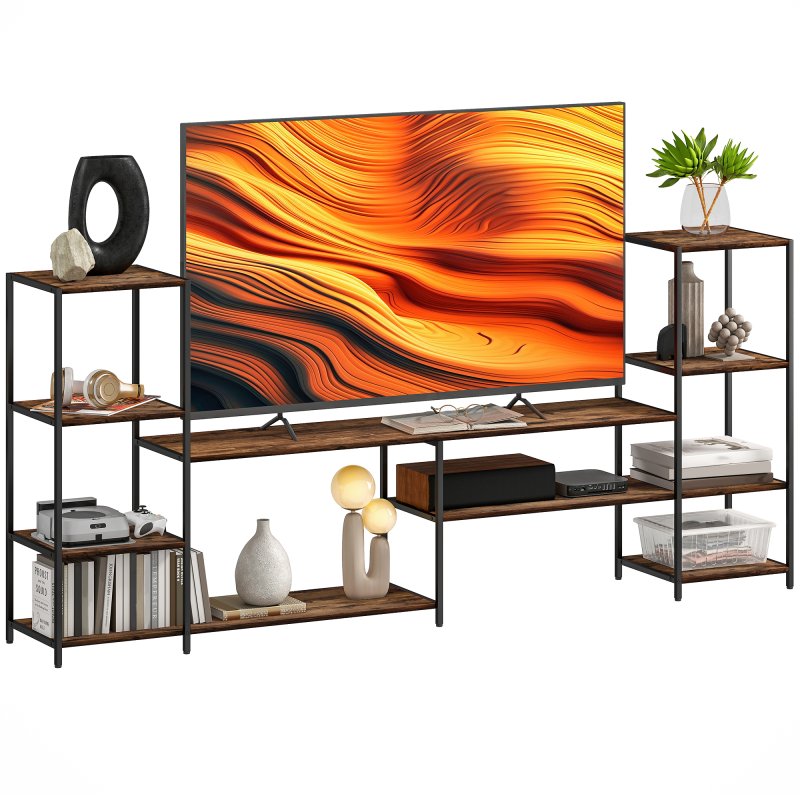 HOMCOM TV Unit for TVs up to 60 Inches, Industrial TV Stand with Storage Shelves, Entertainment Centre for Living Room, Bedroom