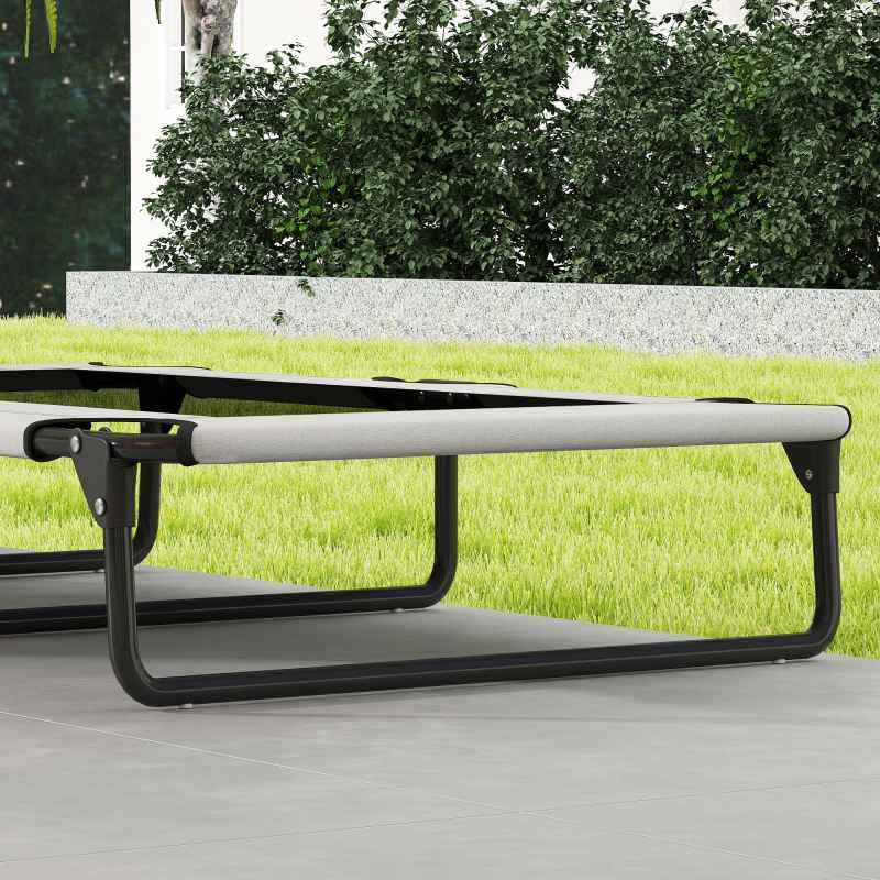 PawHut Raised Dog Bed, Portable Elevated Pet Cot with Breathable Mesh for Indoor Outdoor, for Large Dogs, 107 x 61 x 20 cm, Light Grey