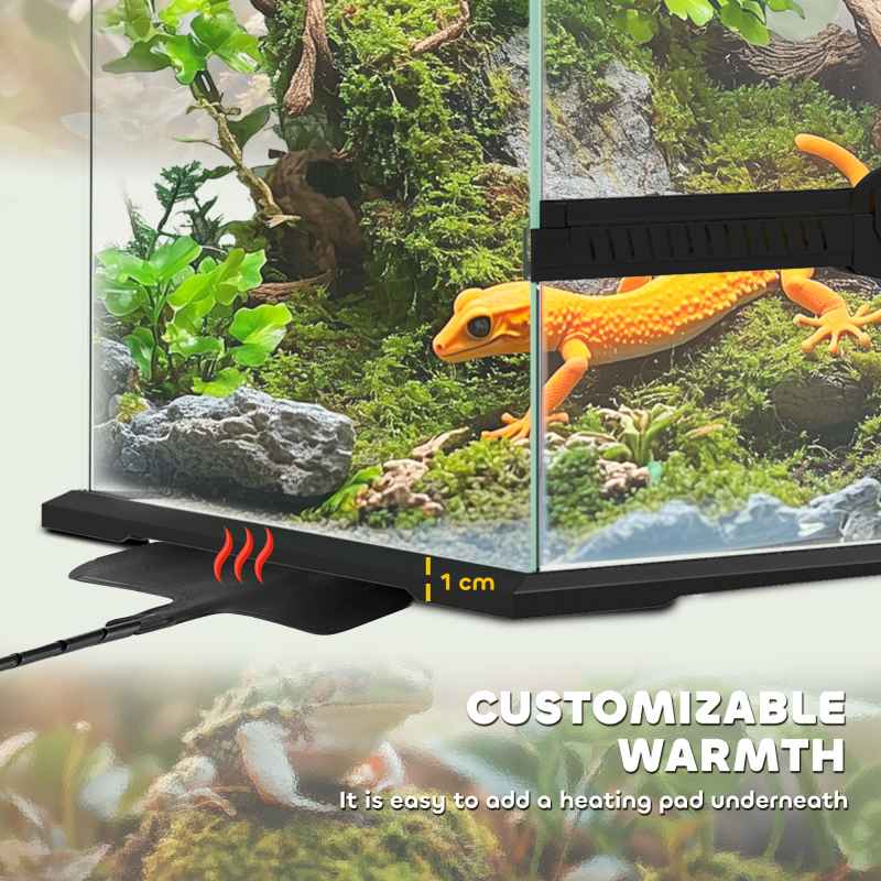 PawHut Glass Reptile Terrarium, 40L Vivarium for Lizards, Frogs, Snakes, Turtles, Tortoises, with Ventilation, 30 x 30 x 45cm