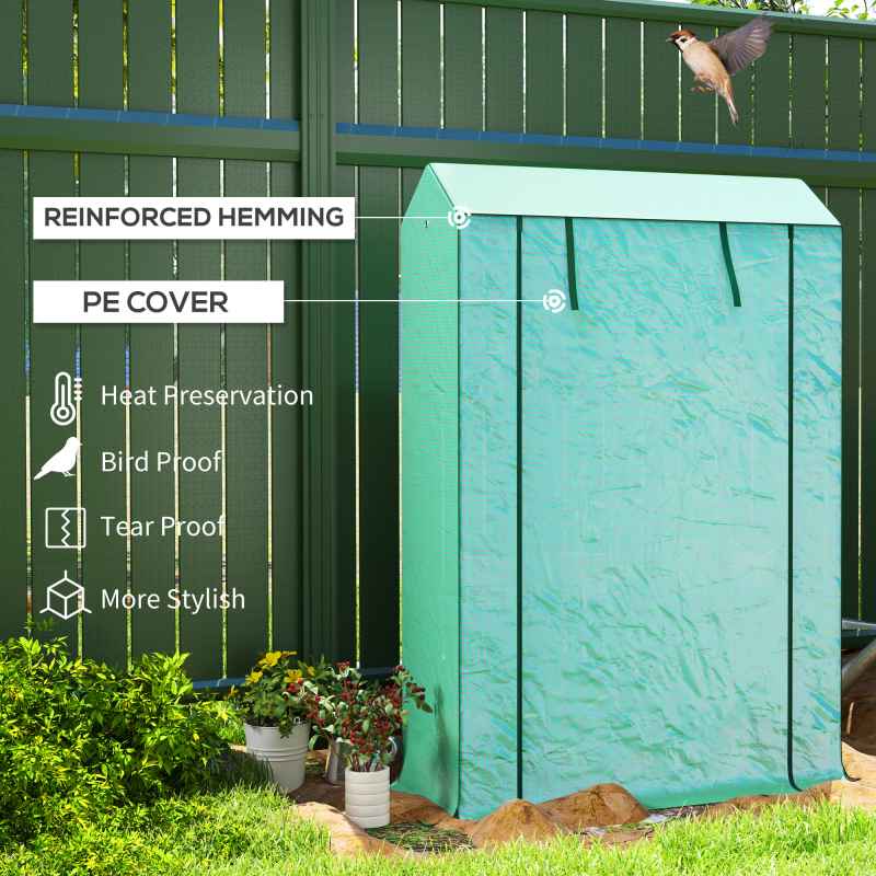 Outsunny 3 Tier Mini Greenhouse with Reinforced PE Cover, Portable Small Greenhouse with Roll-Up Door, 100 x 40 x 150cm, Green