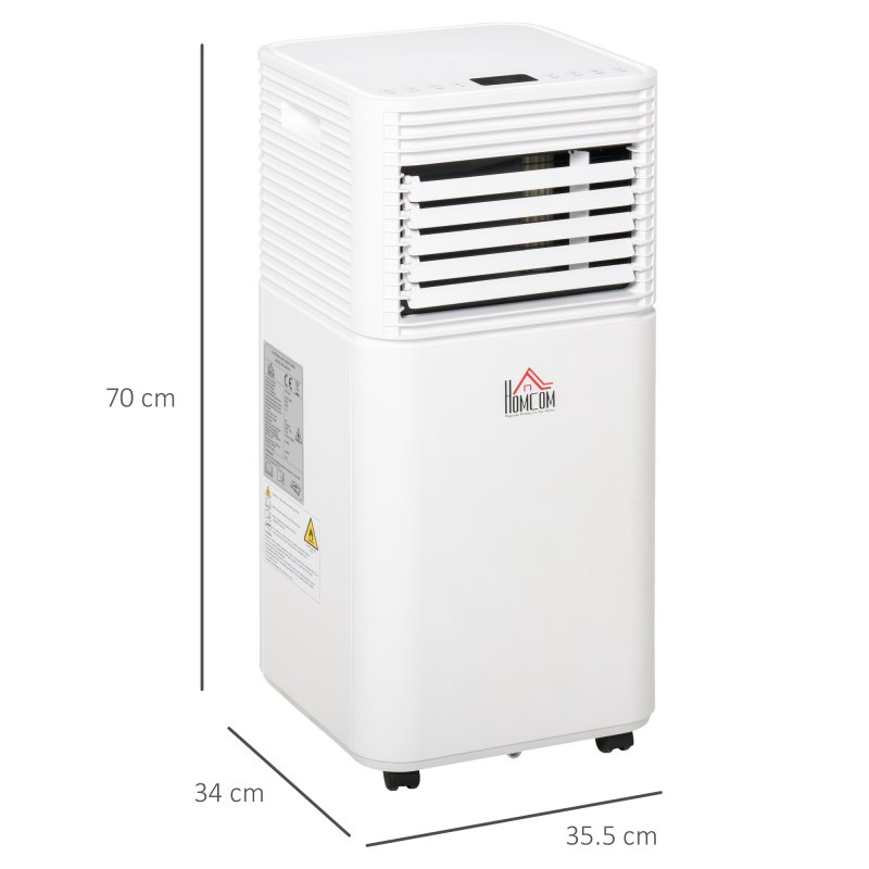 HOMCOM 7000 BTU Portable Air Conditioner for Cooling Dehumidifier Fan, Air Conditioning Unit for Room up to 26m², with Remote, 24H Timer, Window Mount Kit, R290, A Energy Efficiency, 785W