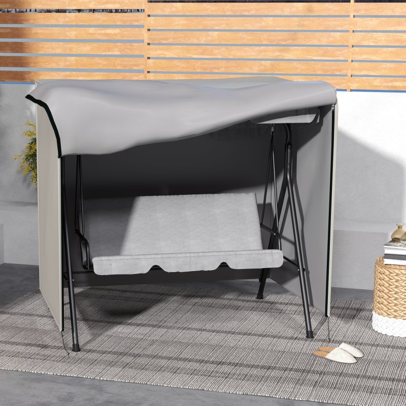 Outsunny 3 Seater 600D Oxford Patio Swing Chair Cover Outdoor Garden Furniture Rain Protection Protector Waterproof Anti-UV, 177 x 114 x 152cm, Light Grey