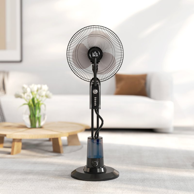 HOMCOM Pedestal Fan with Water Mist Spray, Spray Misting Fan with 70° Oscillation, Tilt Head, 4 Speeds, 3 Modes, Adjustable Mist, 3.2L Water Tank, for Home, 120 cm