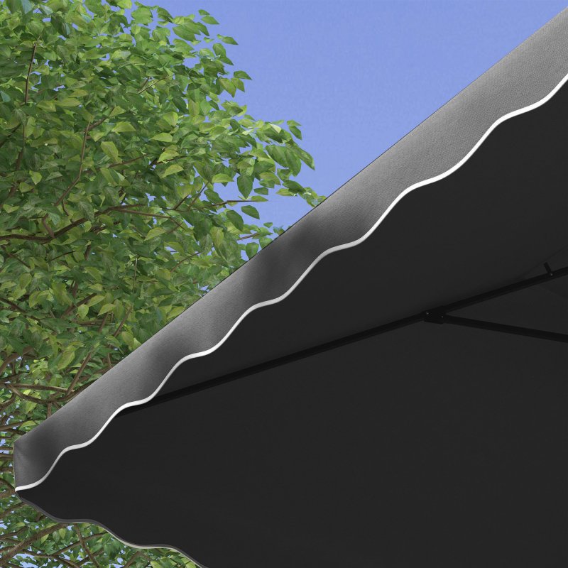 Outsunny 2.5m Cantilever Parasol with Easy Lever, Square Double Top Garden Parasol Umbrella with Ruffles and Cross Base, Overhanging Outdoor Sun Shades, Dark Grey