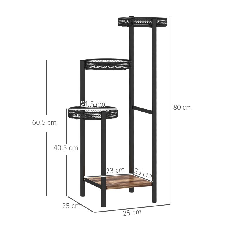 Outsunny 4 Tiered Plant Stand, Tall Metal Plant Shelf, Corner Plant Holder Display Rack for Living Room, Balcony, Garden, Patio