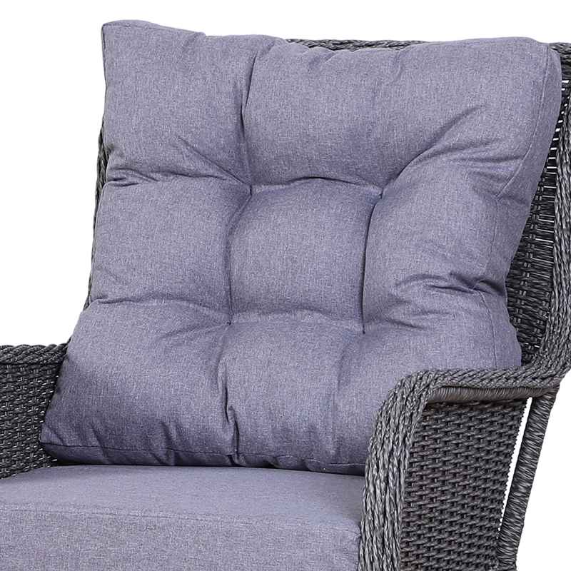 Outsunny 5PCS Deluxe Garden Rattan Furniture Sofa Chair & Stool Table Set  Patio Wicker Weave Furniture Set Aluminium Frame Fully-assembly - Grey