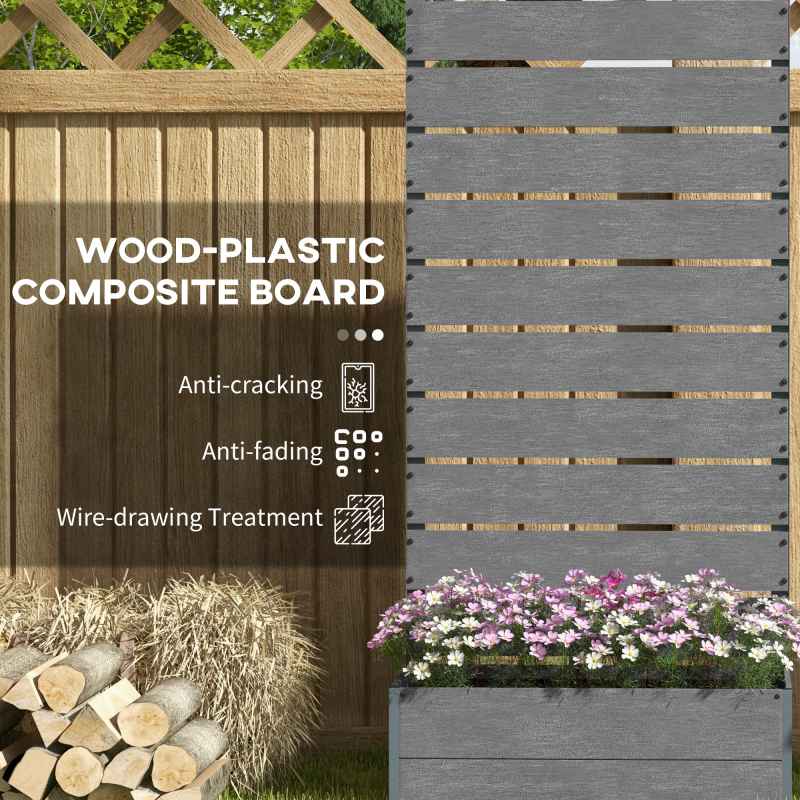 Outsunny Garden Planter with Trellis for Climbing Plants, Vines, Flowers, Freestanding Raised Bed for Garden, Outdoor, Patio, Planter Box with Drainage Gap, 72x38x150cm, Dark Grey