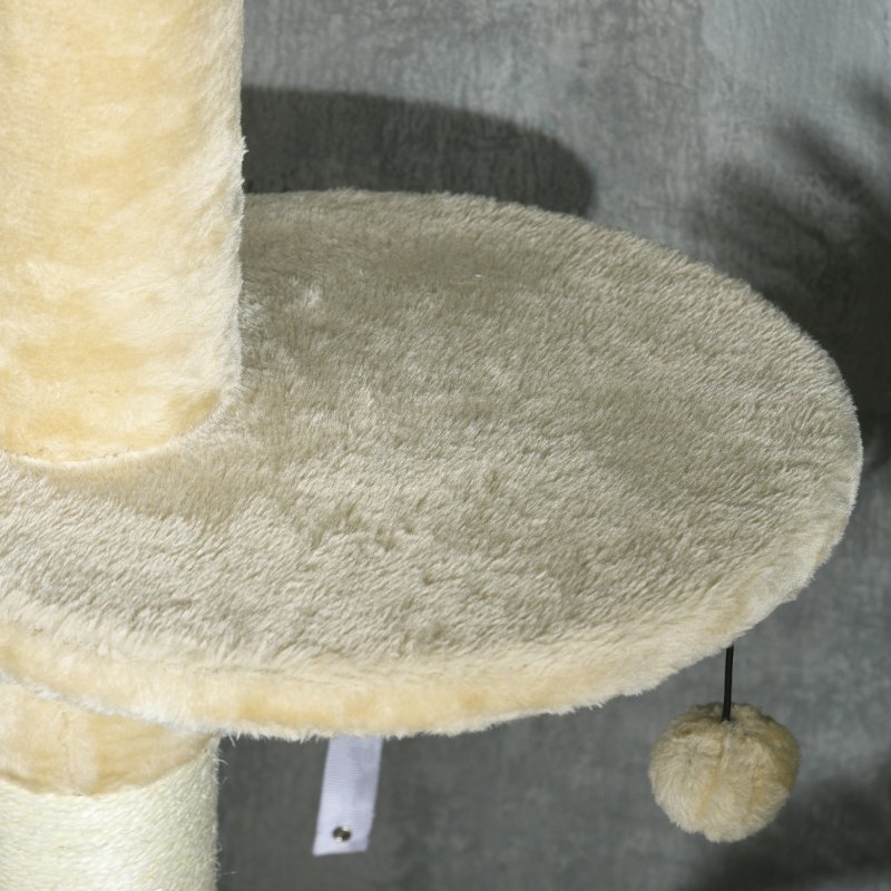 PawHut 255cm Cat Tree for Indoor Cats, Tall Cat Tower with Scratching Posts, Ramps, Hammock, Condo with Two Doors, Toy Balls, Platform, Beige