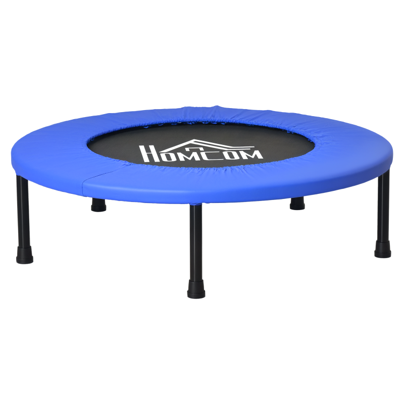 HOMCOM 32" Mini Fitness Trampoline Home Gym Yoga Exercise Rebounder Indoor Outdoor Jumper with Safety Pad, Support Up to 100 KG, Blue and Black
