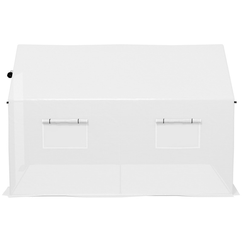 Outsunny 2 x 3(m) Walk-in Polytunnel Greenhouse with Wide Roll-up Door, 4 Mesh Windows, Tunnel Warm House Tent with UV-resistant PE Cover, White