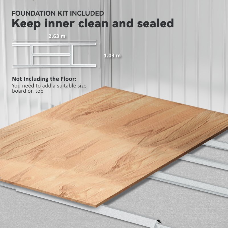 Outsunny 9 x 6ft Metal Garden Shed, Outdoor Storage Tool House with Ventilation Slots, Foundation Kit and Lockable Double Doors, Silver Grey