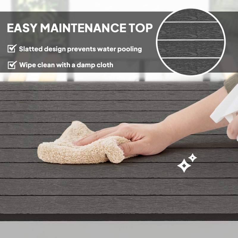 Outsunny Garden Dining Table for 4-6, 120 x 70 cm Outdoor Patio Table with Rust-Resistant Aluminium Frame, Easy Maintenance Slatted Top for Patio, Terrace, Balcony, Black