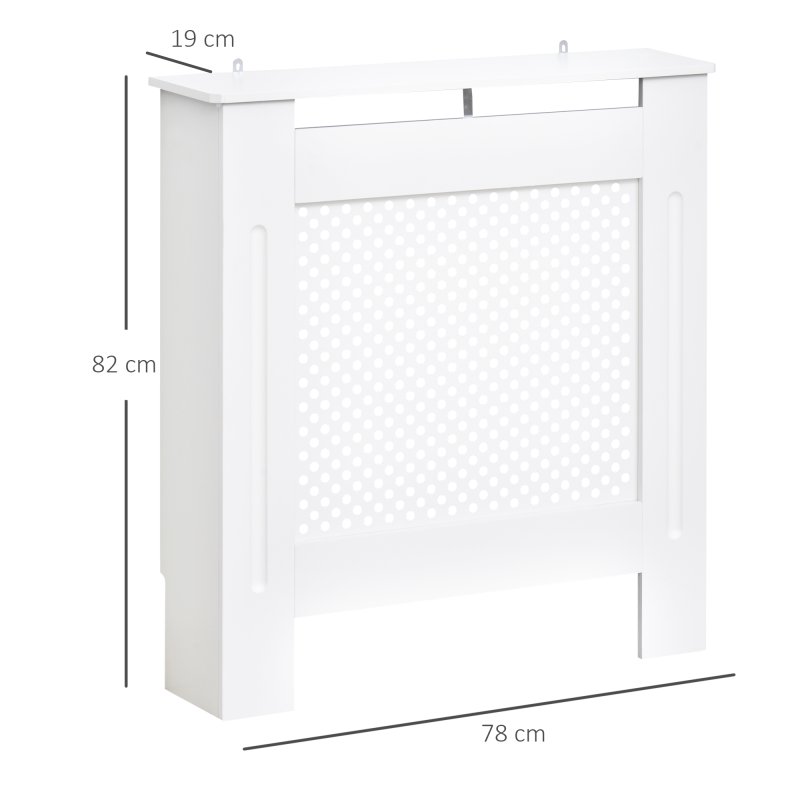 HOMCOM Wooden Radiator Cover Heating Cabinet Modern Home Furniture Grill Style  White Painted (Small)