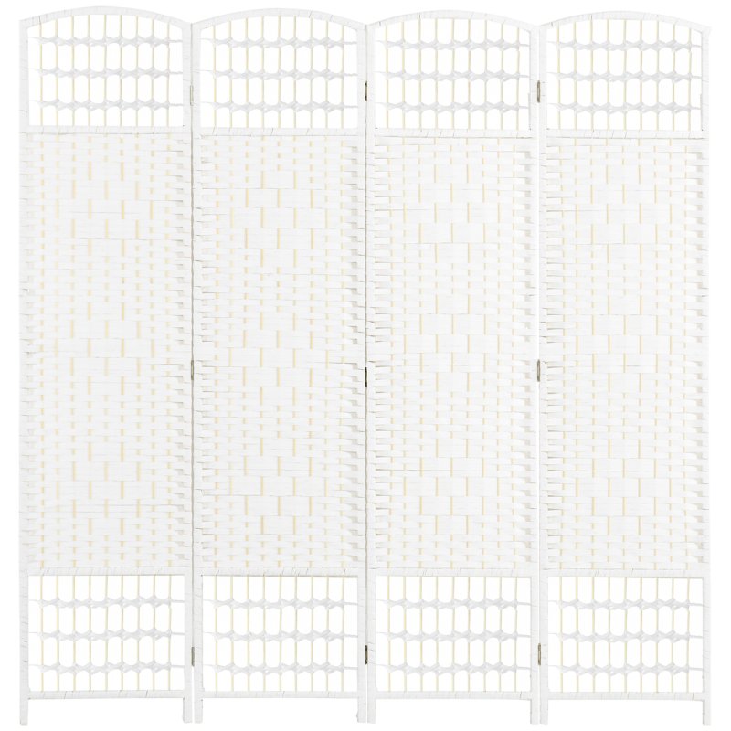 HOMCOM 4 Panel Folding Room Divider, Privacy Screen, Freestanding Paravent Partition Separator for Living Room, Bedroom and Office, 160 x 170cm, White