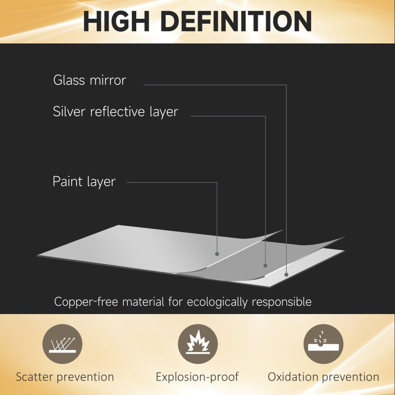 HOMCOM Full Length Mirror with LED Light, 120 x 40cm Long Wall Mirror with 3 Colour, Smart Touch, for Living Room, Bedroom, Hallway