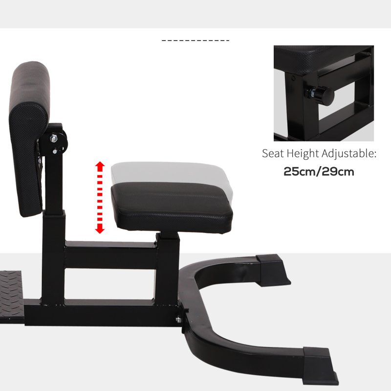 HOMCOM Squat Bench Trainer Sit Up Machine Multifunctional Equipment Abdomen and Leg Strength Indoor Household Fitness Device Black