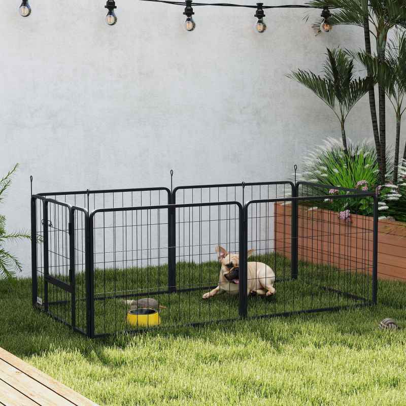 PawHut Dog Pen 6 Panels Puppy Pen Heavy Duty Pet Playpen for Indoor Outdoor for Dogs, Rabbits, Ducks 60cm High