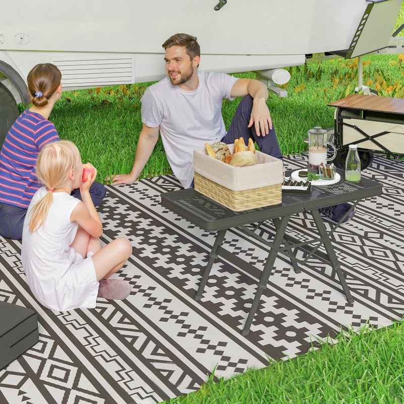 Outsunny 3 ft Folding Camping Table w/ Adjustable Heights, Portable Lightweight Outdoor Folding Picnic Table with Metal Mesh Desktop & Aluminium Legs for Picnic, Garden, Party, Black