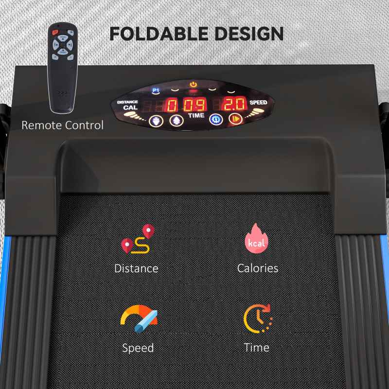 HOMCOM Folding Treadmill Walking Pad, 2 in 1 Treadmill Walking Machine, with Remote Control and LCD Display, 1-6km/h for Home Gym Office, Blue