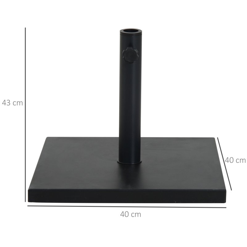 Outsunny 11kg Square Parasol Base, Concrete Umbrella Base, Cement Weight Stand Holder for Outdoor, Patio, Garden, Black