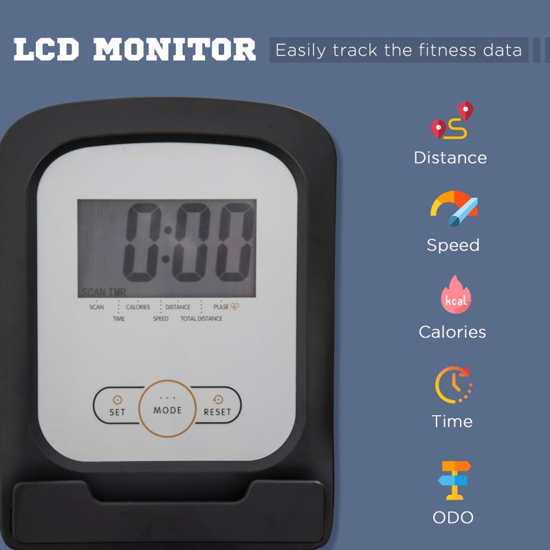 HOMCOM Exercise Bike with LCD Display, Stationary Bike with Quiet 8-Level Magnetic Resistance, Adjustable Seat and Backrest, Indoor Cycling Exercise Equipment for Home Gym Fitness Workout Training