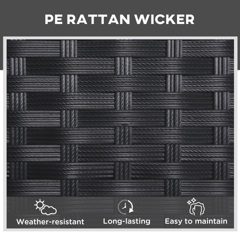 Outsunny 3 Pieces PE Rattan Patio Lounge Chair Set, Outdoor Recliner Lounge Chairs with Wheels, for Outside with Cushions, Headrest, Coffee Table for Garden, Poolside, Black