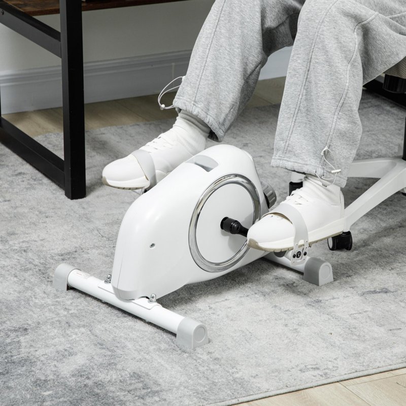 SPORTNOW Mini Exercise Bike, Sit Down Pedal Exerciser with 8-Level Quiet Magnetic Resistance and LCD Display, Portable Under Desk Bike for Arm and Leg Home Gym Office Workout, White