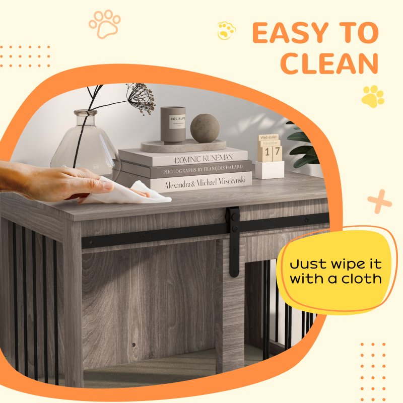 PawHut Dog Crate Furniture, Dog House Furniture Style for Medium Breeds, Pet Kennel with Removable Cushion for Indoor Use, 80 x 54 x 57cm, Brown