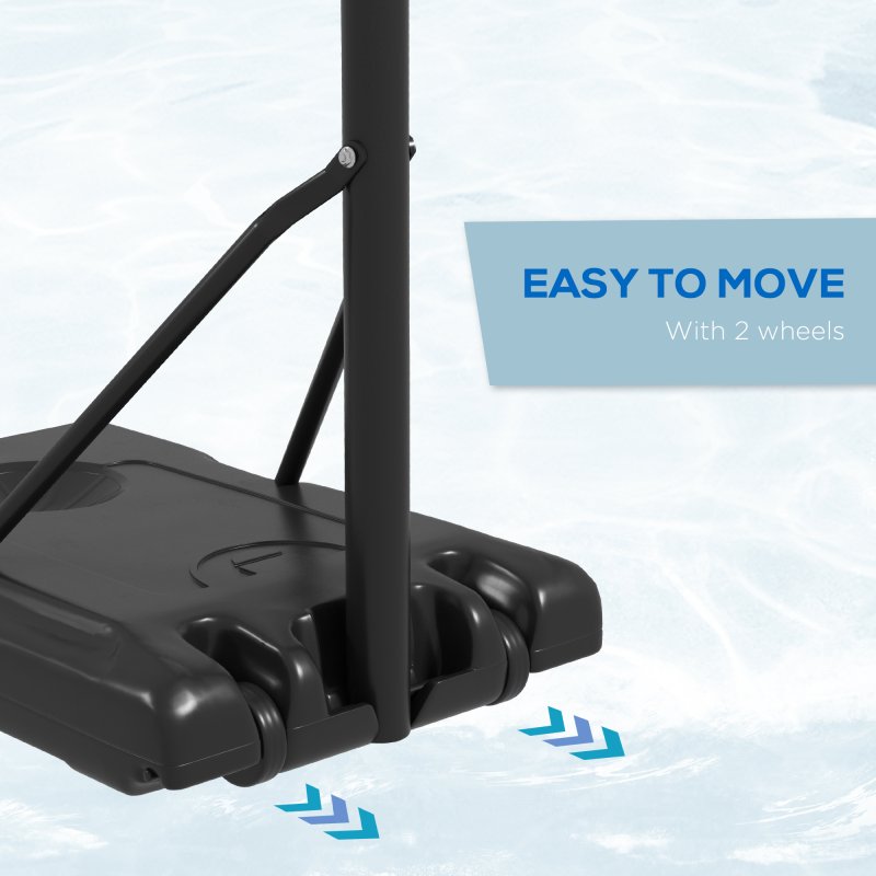 SPORTNOW Height Adjustable Basketball Hoop and Stand, Freestanding Basketball Stand, Net, System with Wheels, Enlarged Base, P Backboard for teenager, 1.82-2.13(m) - Black