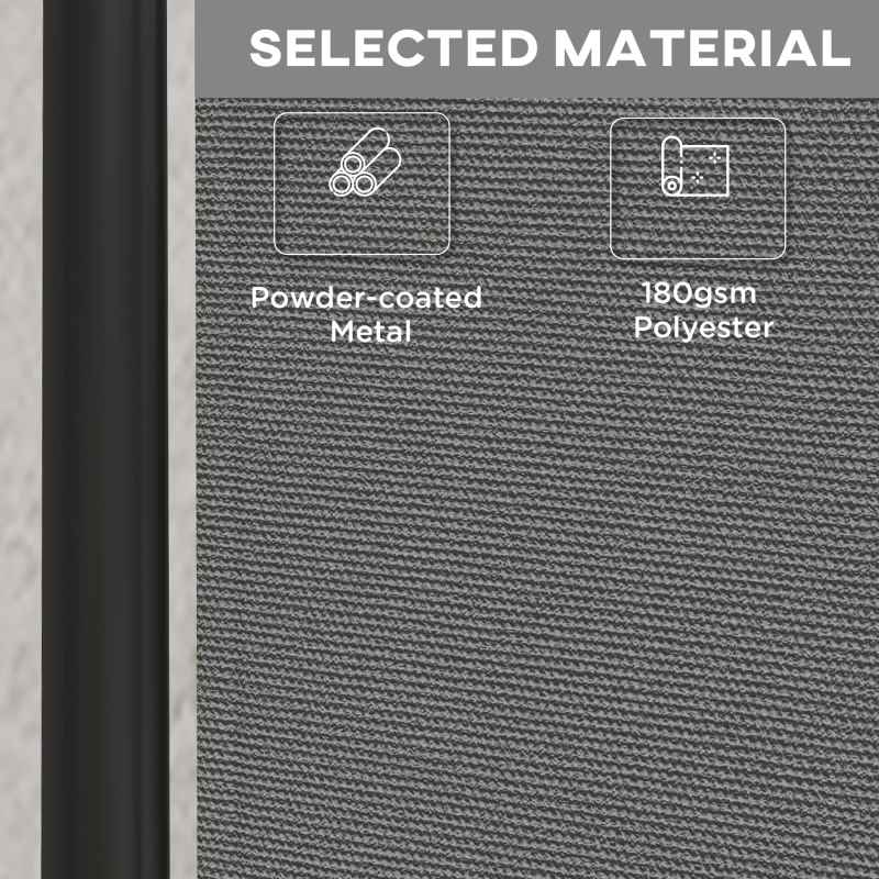 Outsunny Decorative Garden Partition Screen with Lockable Wheels, 6FT Portable Privacy Screen, Single Freestanding Metal Room Divider Panel for Garden Hot Tub Deck Pool, Dark Grey