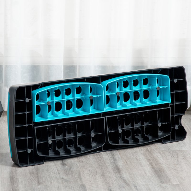 HOMCOM Aerobic Step, 10cm, 15cm & 20cm Height Adjustable Exercise Stepper for Exercise Workout, Nonslip Step Board Great for Home & Office, Black and Blue