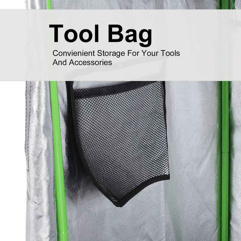 Outsunny Grow Tent Reflective Mylar Hydroponic with Adjustable Vents and Floor Tray for Indoor Plant Growing, 60 x 60 x 140 cm (24.5