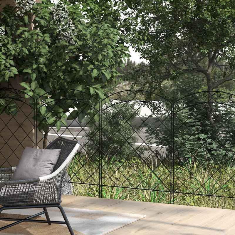 Outsunny Decorative Garden Fencing, 43in x 11.4ft Outdoor Picket Fence Panels, 4PCs Rustproof Steel Wire Landscape Flower Bed Border Edging Animal Barrier, Swirls