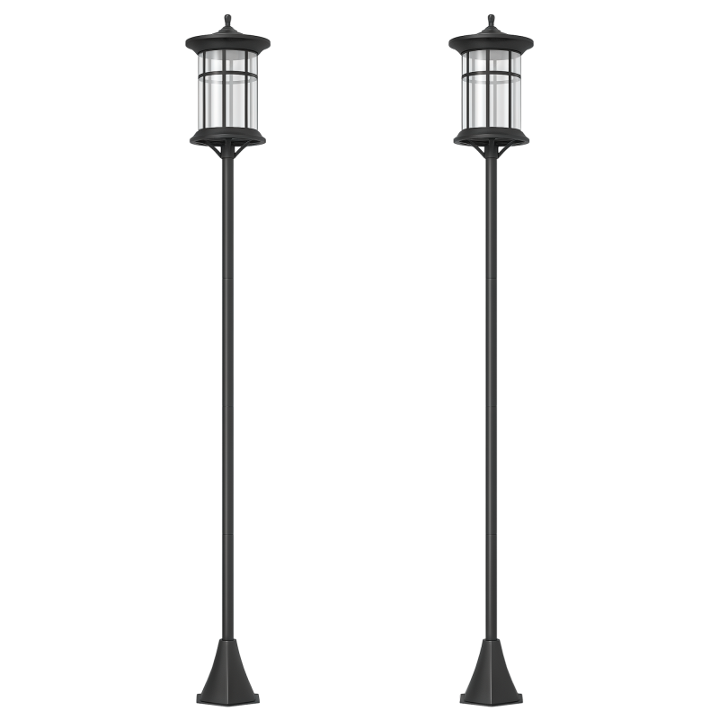 Outsunny 2 Pack 1.8m Garden Lamp Post Lights, LED Outdoor Solar Post Lights, Waterproof IP44 for Patio, Garden, Pathway, Cool White