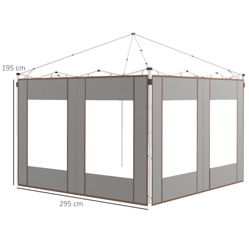 Outsunny Gazebo Side Panels with Zipped Doors and Windows, for 3x3(m) or 3x6m Pop Up Gazebo, 2 Pack Sides Replacement, Grey
