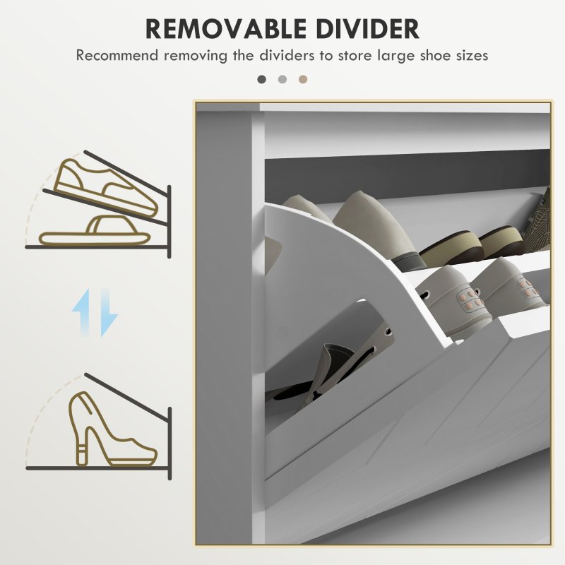 HOMCOM Shoe Bench, Entryway Bench with Flip Drawer, Seating Cushion and Adjustable Shelf for 10 Pairs of Shoes for Hallway, White