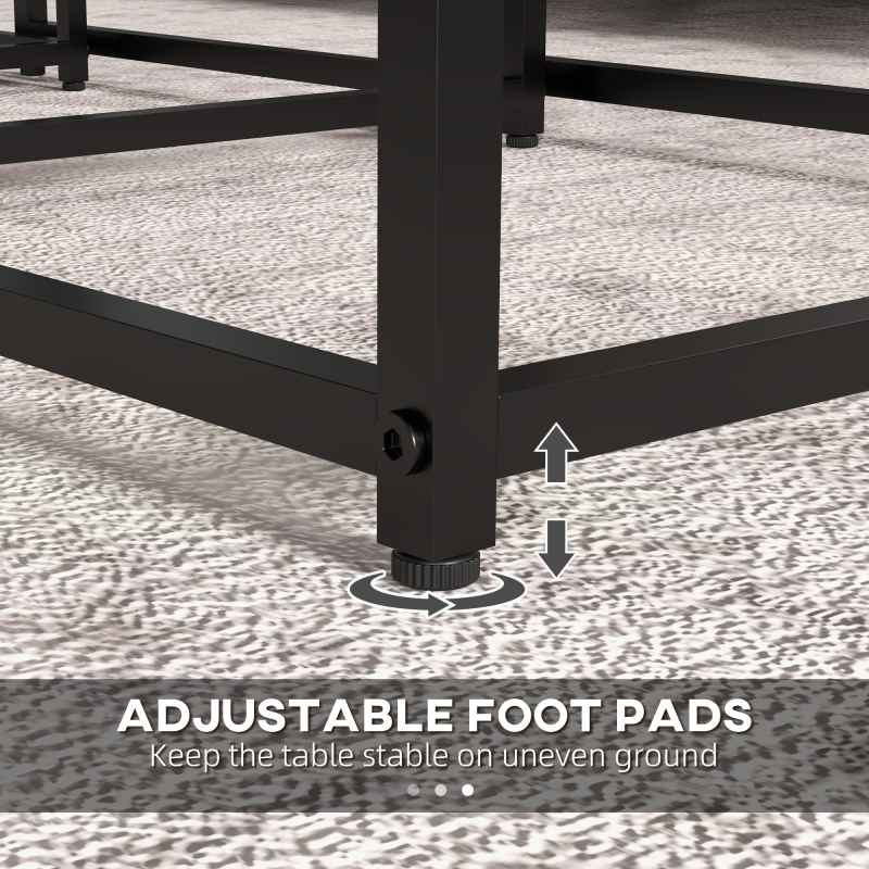 HOMCOM Nesting Tables Set of 3, Side End Table with Faux Marble Effect Top and Steel Legs for Living Room, Bedroom, White