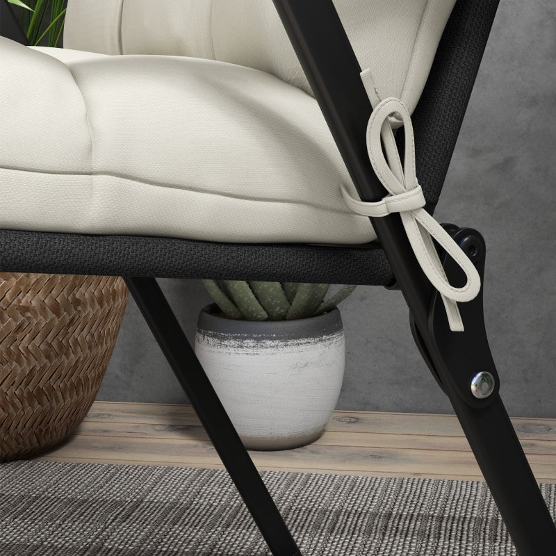 Outsunny Garden Back Chair Cushion, Comfortable Patio Seat Cushion Pad with Backrest for Outdoor & Indoor Use, Cream White