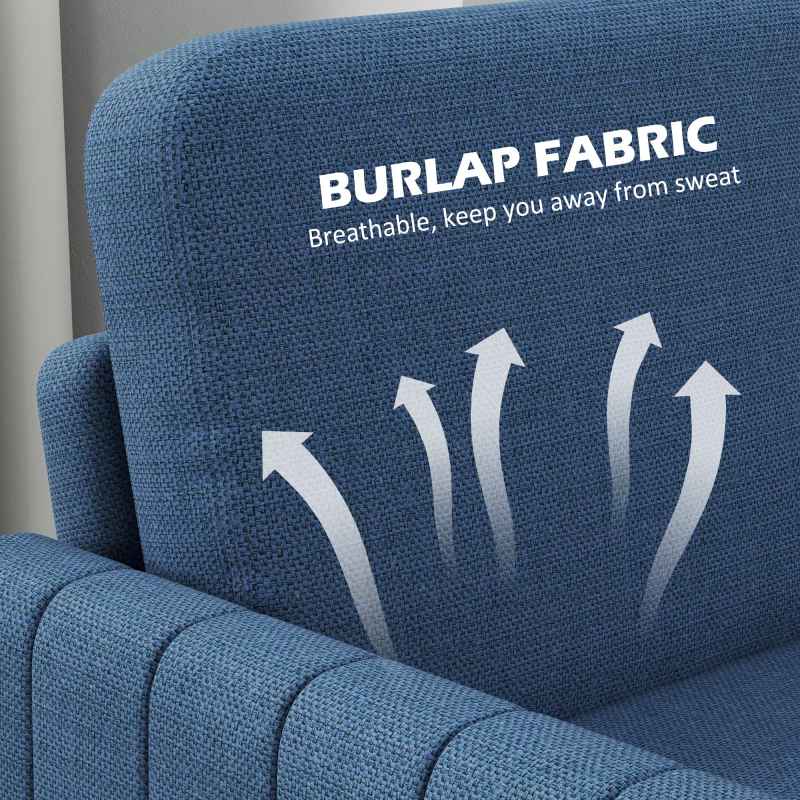 HOMCOM 2 Seater Sofa, Channel Tufted Modern Fabric Couch, Comfy Upholstered Small Sofa Loveseat with Spring Cushion, Back Pillow, for Living Room, Bedroom, Office