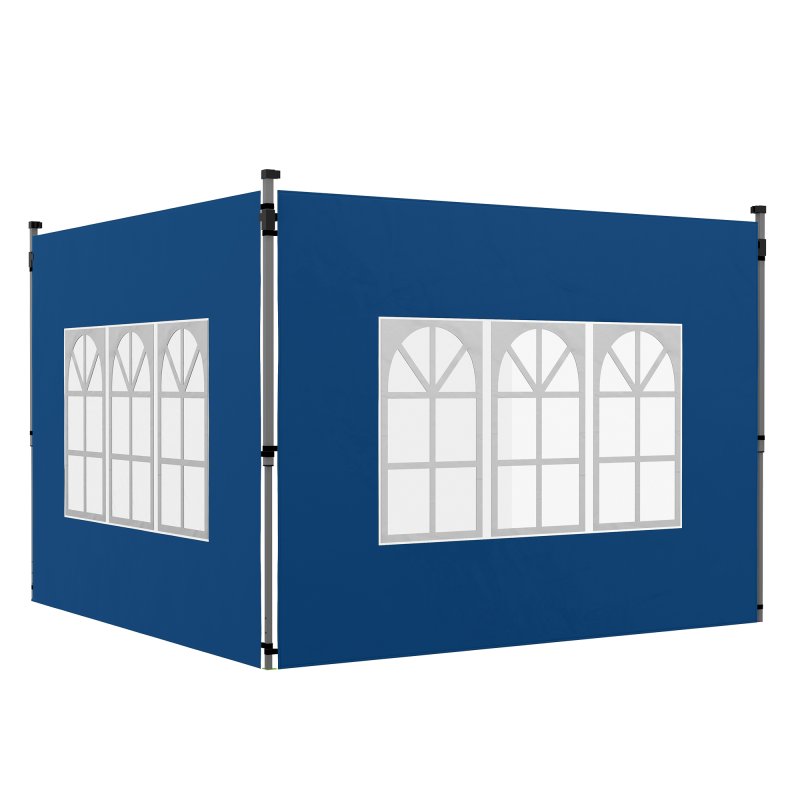 Outsunny Gazebo Side Panels with Window for 3x3(m) or 3x4m Pop Up Gazebo, 2 Pack Sides Replacement, Blue