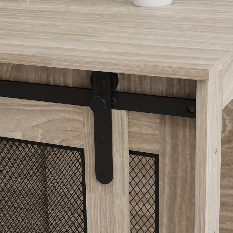 PawHut Dog Crate Furniture, Dog Cage End Table with Sliding Door, Pet Kennel for Extra Large Breeds, 118 x 75.5 x 82cm, Walnut Brown